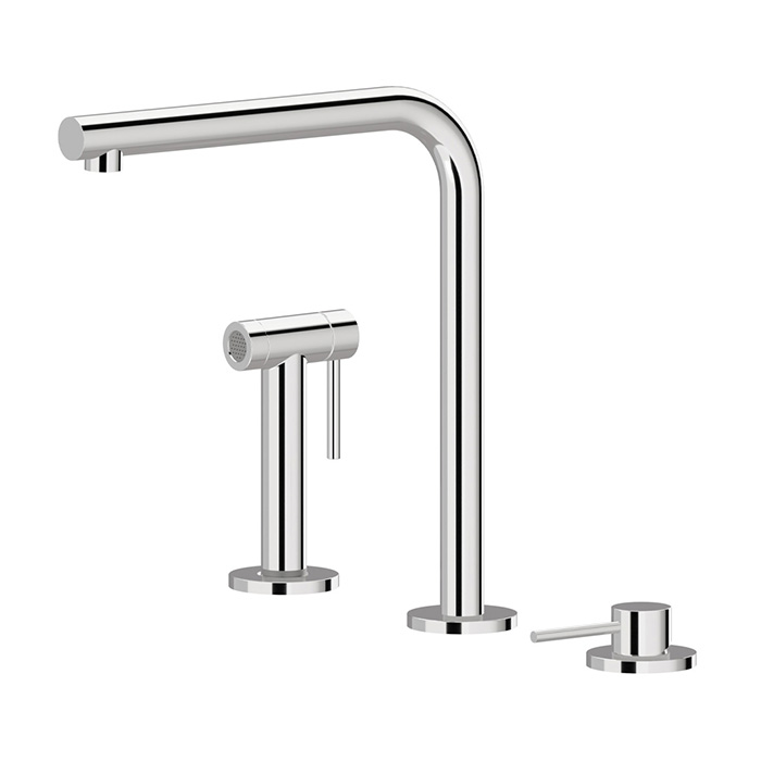 Newform N21 Смеситель для кухни, на 3 отв., излив 220 мм, цвет: Brushed nickel