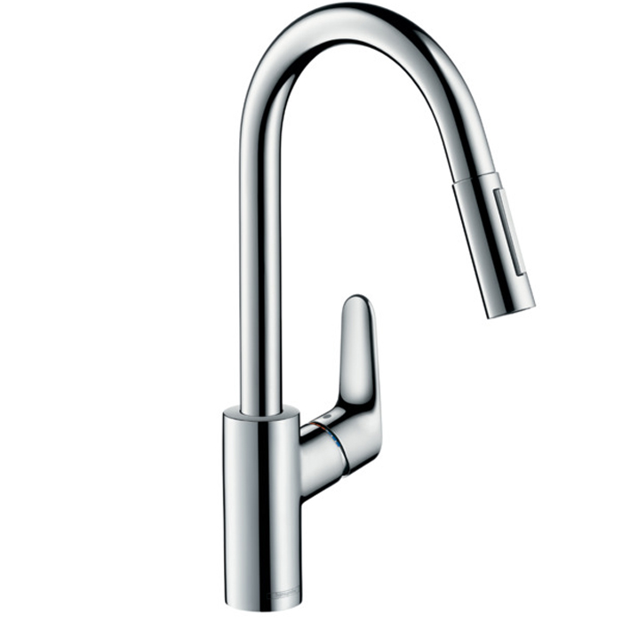 Hansgrohe Focus M41 Смеситель  для кухни на 1 отв, поворотный излив: 22см с вытяжным душем, 2jet, h:22.6см, sBox, цвет: хром