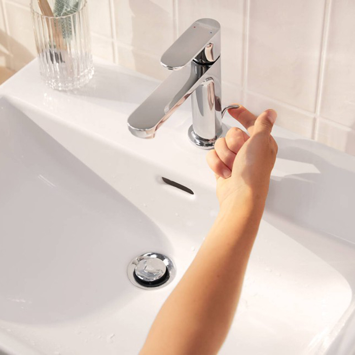 Hansgrohe Rebris S Смеситель для раковины, 1 отв., CoolStart, EcoSmart+, с донным клапаном, цвет: хром