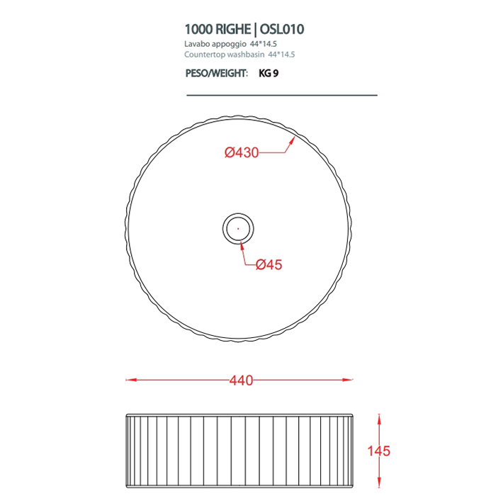 ArtCeram Millerighe Раковина накладная,Ø44,5хh14,5см, без отв под смеситель, без перелива, цвет: черный матовый