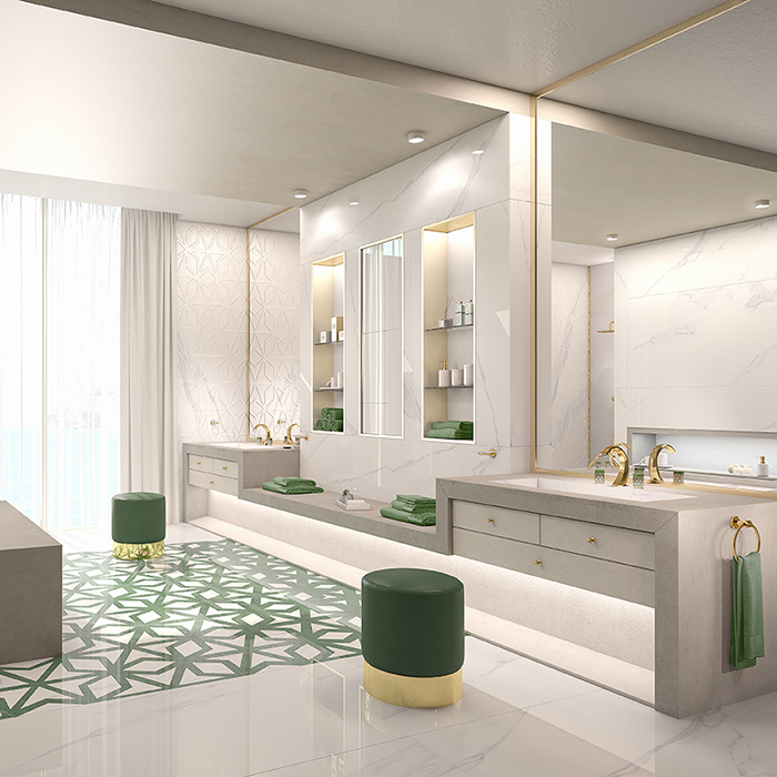 THG Nihal Porcelaine Verte Смеситель для раковины на 3 отверстия, с донным клапаном, цвет: Soft gold