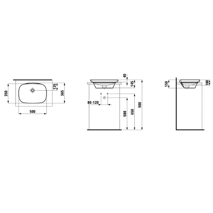 Laufen INO Раковина 50х36.5x4 см, без отв., покрытие LLC, цвет: белый