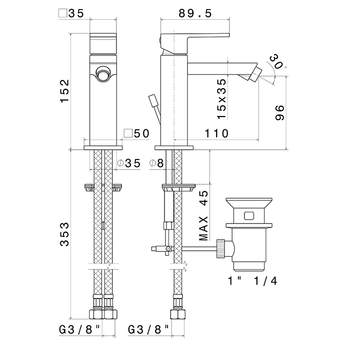 Newform Ergo Q Смеситель для биде, 1 отв., с донным клапаном, цвет: черный матовый