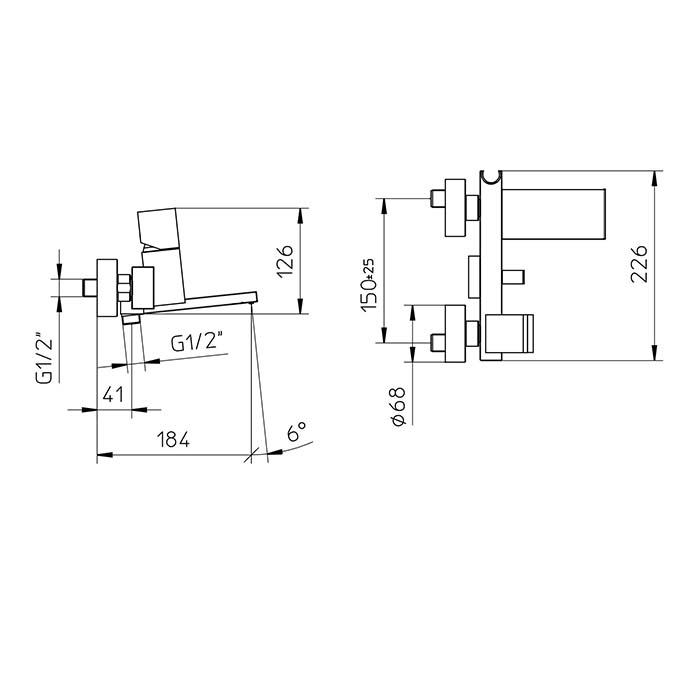 Bossini Cube Смеситель наружный с девиатором, держатель для душевой лейки  с гибким соединением 1/2”, цвет: хром