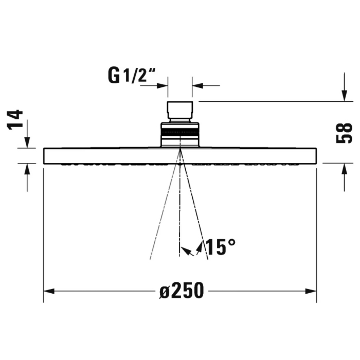Duravit Shower Верхний душ Ø25см., 1 режим, настенный/потолочный, цвет: черный матовый