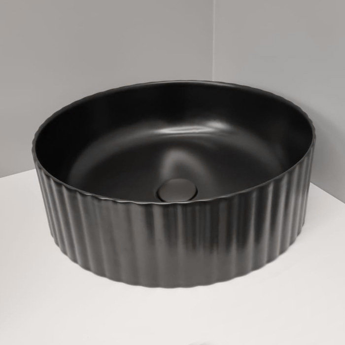 ArtCeram Millerighe Раковина накладная,Ø44,5хh14,5см, без отв под смеситель, без перелива, цвет: черный матовый