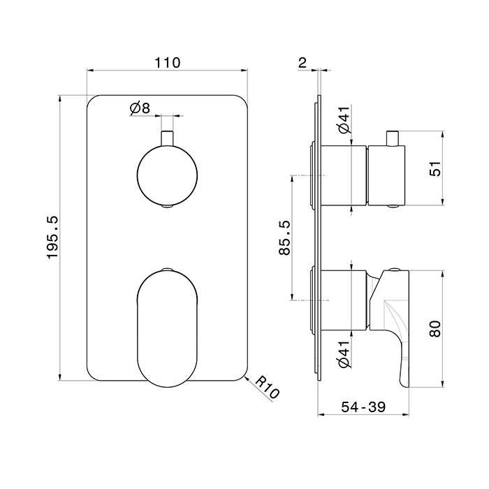 Newform Linfa II Смеситель для душа, встраиваемый, 2 потока, внешняя часть, цвет: copper satin