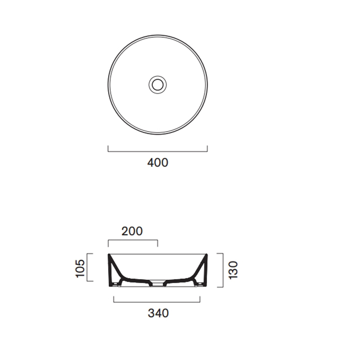 Catalano Zero Раковина 40см, на столешницу, без отв., цвет: черный матовый