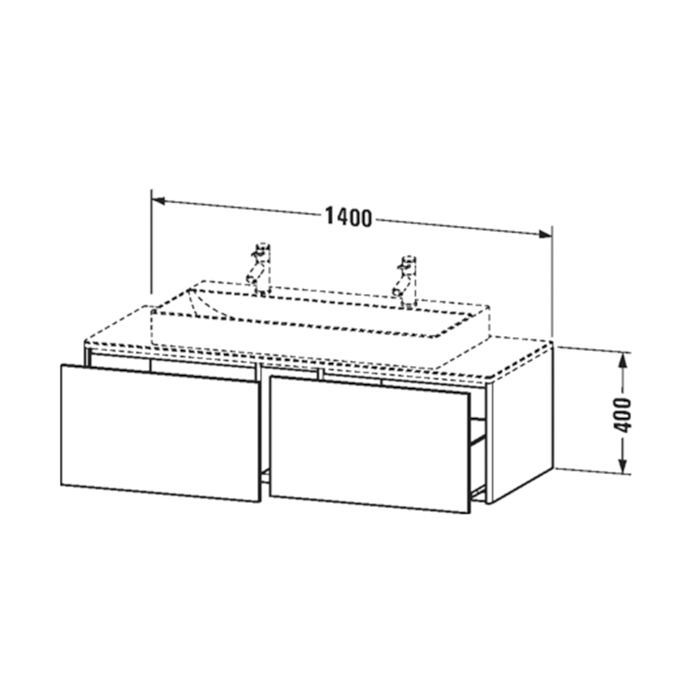 Duravit XSquare Тумба с раковиной 140х54.8х40см., подвесная, с 2 выдв ящик, цвет: белый глянцевый