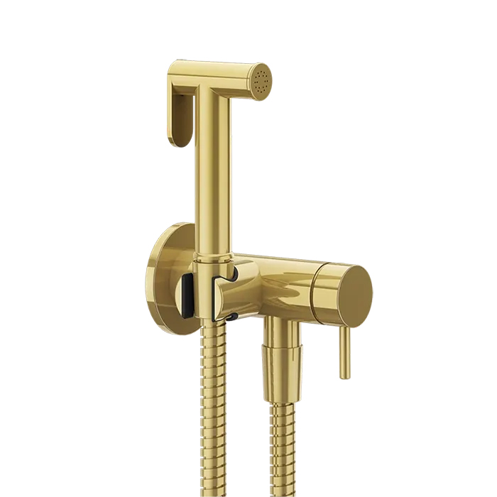 Gessi Cono GESSI TOTAL LOOK Гигиенический душ с наст. держ. со смесителем,с подводом воды и шлангом 1250 мм., цвет: Gold PVD