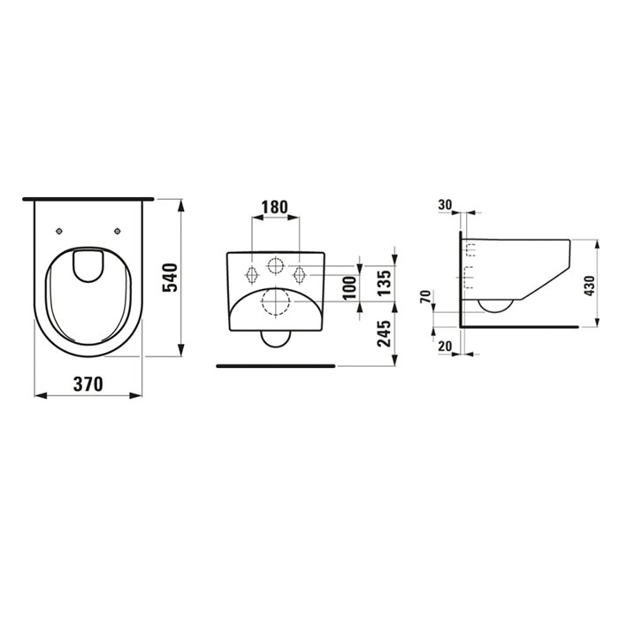 Laufen Sonar Унитаз 53x37x34см подвесной, безободковый, покрытие LLC, цвет: белый