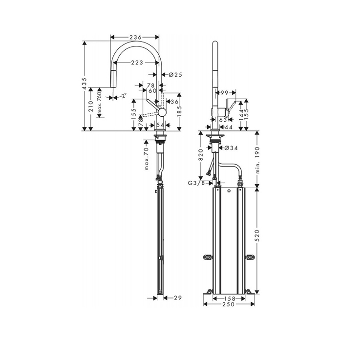 Hansgrohe Talis M54 Смеситель для кухни, 1 отв., цвет: черный матовый