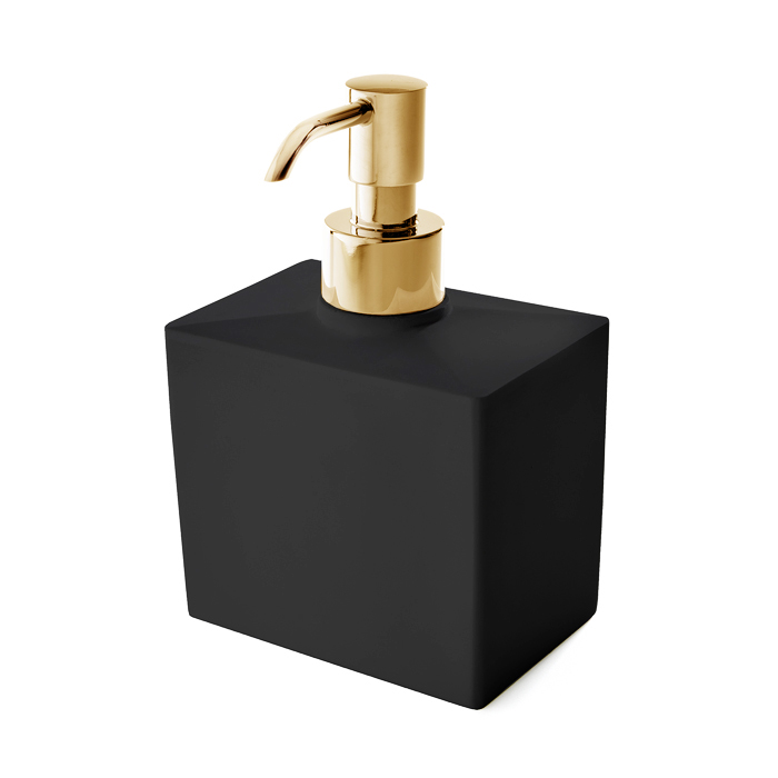 3SC Mood Black Дозатор настольный,  композит Solid Surface, цвет: чёрный матовый/золото 24к. 
