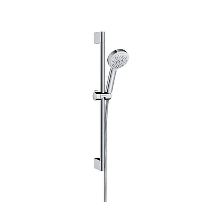 Hansgrohe Crometta Vario Душевой набор: штанга 65см., ручной душ 100, 3jet (Rain, Turbo Rain, массажная), шланг, цвет: белый/хром