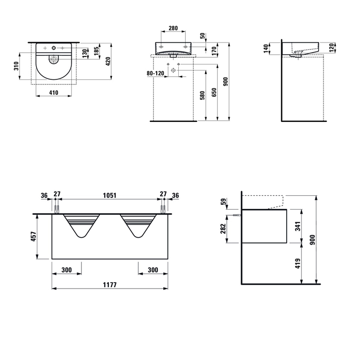 Laufen Sonar Тумба и раковина 117.7х45.5х34cм с 1 отв. под смеситель, цвет: белый