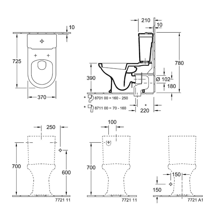 Villeroy&Boch Hommage Бачок для унитаза, подвод воды сбоку/сзади, сливной механизм двойной, слив 3/6л., CeramicPlus, цвет: альпийский белый