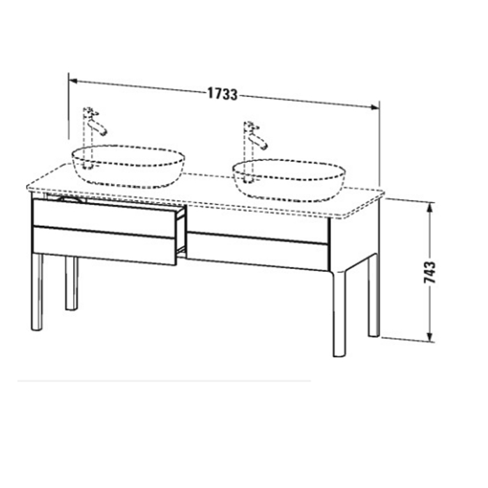 Duravit Luv База напольная 178.8x57х74.3см., с 2 выдв. ящиками, каменной столешницей и раковинами, цвет: белый матовый