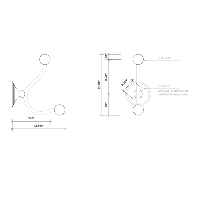 Decor Walther Classic HAK2 Крючок двойной, подвесной, цвет: никель полированный