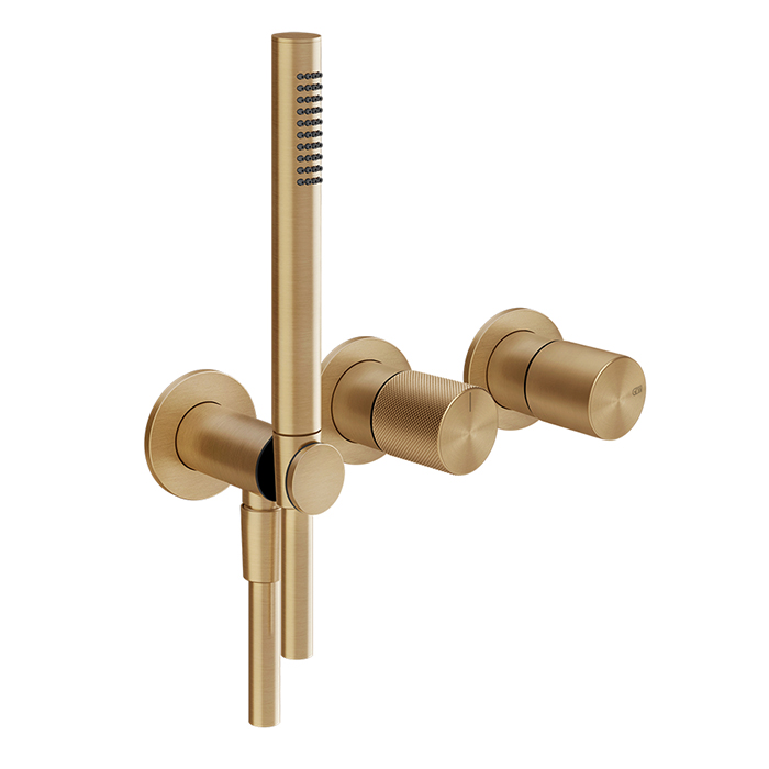 Gessi Habito Diamantato Смеситель для ванны, настенный, с ручным душем, цвет: Warm Bronze Br. PVD