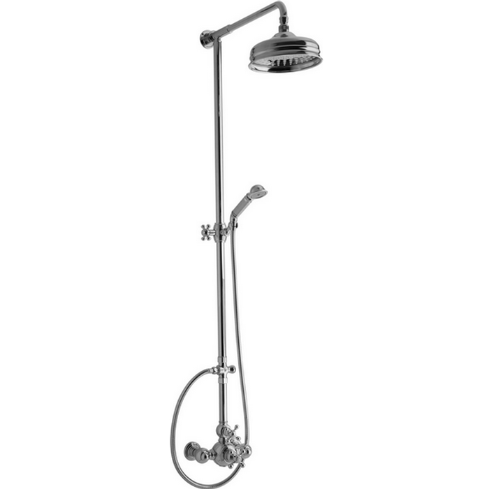 CISAL Arcana Ceramic Душевой комплект: термостатический смеситель, стойка с верхним душем, лейка+шланг, цвет: хром