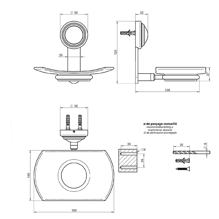THG Dahlia Мыльница подвесная, цвет: золото
