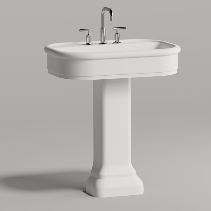 Salini Opera Раковина 75х50х16см., накладная, 3 отв., с пьедесталом, S-Stone, цвет: белый матовый