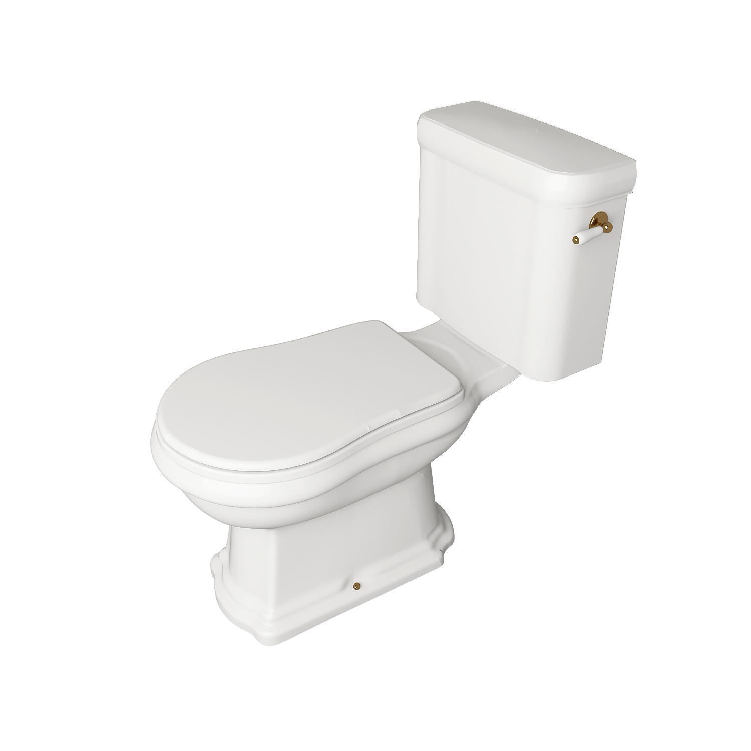 Kerasan Retro Унитаз 72х38.5см., моноблок, слив в стену, ручка смыва справа, цвет: белый/золото