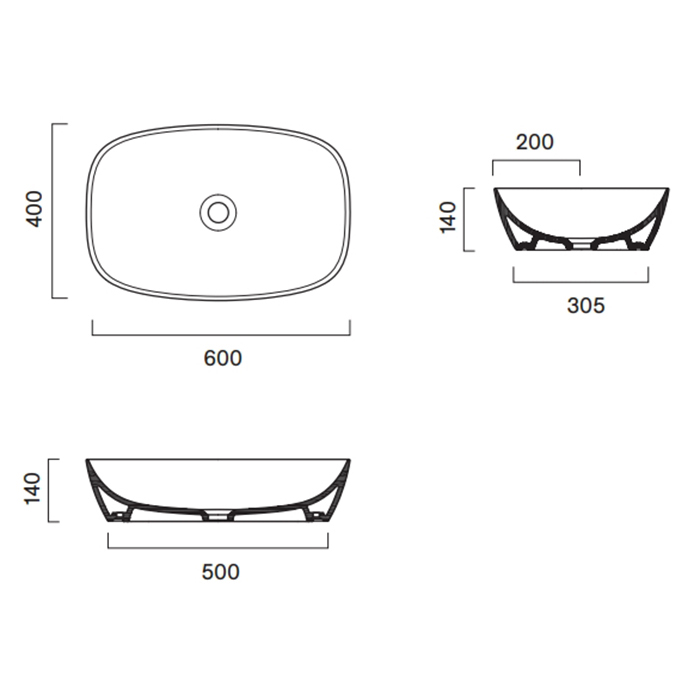 Catalano Alvea Раковина 60х40см., накладная, цвет: белый глянцевый