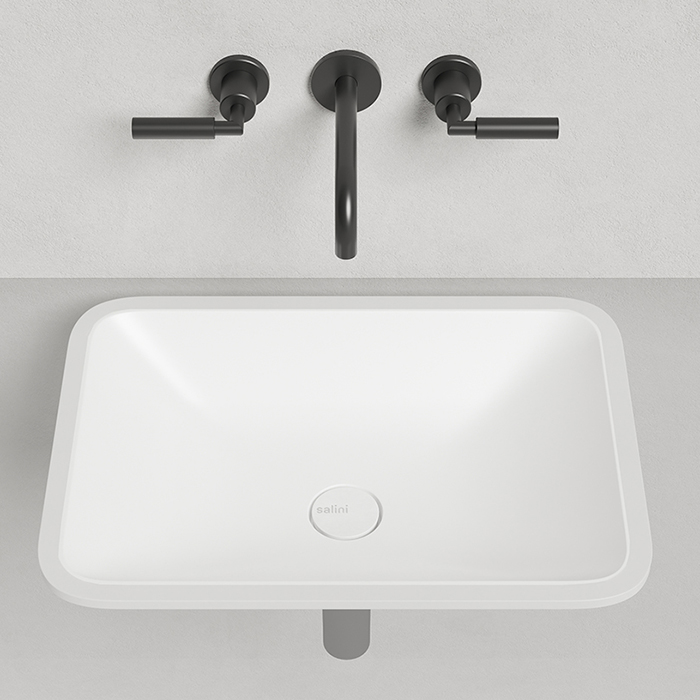 Salini Marea 06 Раковина врезная снизу 55х40х13.4cм., без отв., без перелива, мат-л: S-Sense, цвет: белый