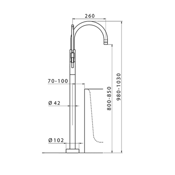 Cisal LineaViva Смеситель для ванны, напольный, с ручной лейкой,  цвет: Белый матовый