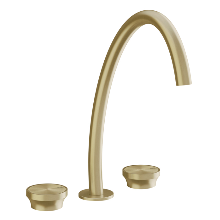 Gessi Origini Смеситель для раковины высокий на 3 отв, без донного клапана, цвет: Brushed Brass PVD