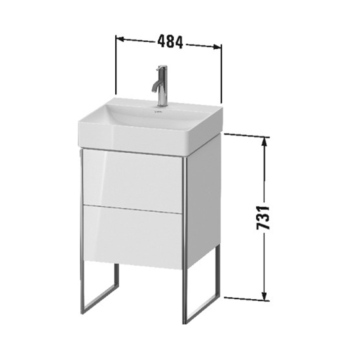 Duravit XSquare База напольная 48.4x46x73.1см с раковиной, 2 ящика, цвет: глянцевый белый