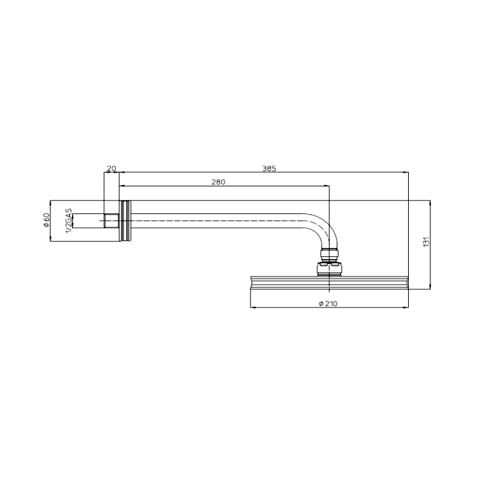 Bossini Liberty Верхний душ 21см., настенный, цвет: хром