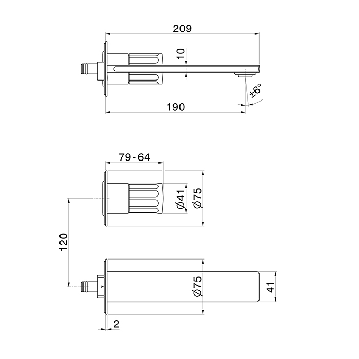Newform Ionika Смесителя для ванны, на 2 отв, излив: 20.9см., цвет: черный матовый