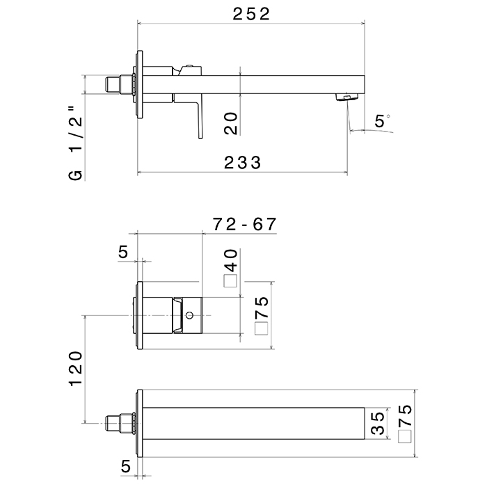 Newform Ergo Q Смеситель для раковины, встраиваемый, внешняя часть, цвет: хром