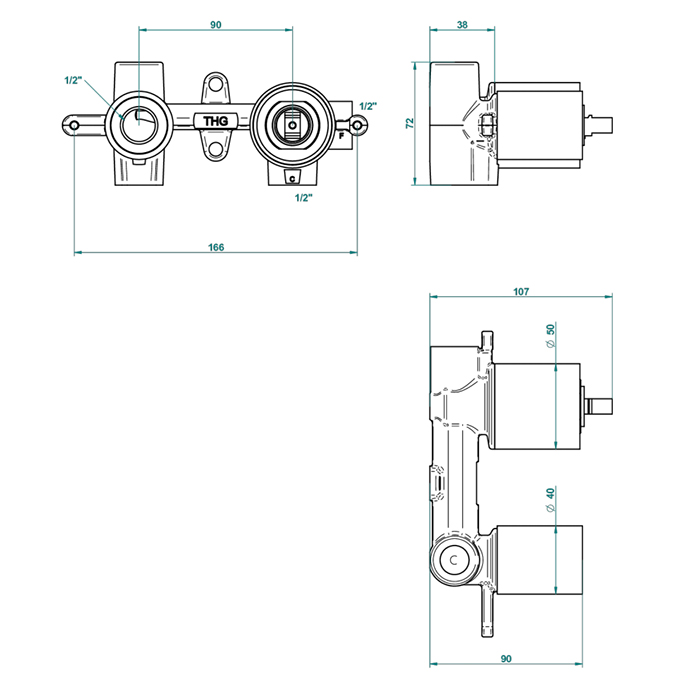 THG Внутренняя часть для гигиенического душа со смесителем, усил. шлангом и лейкой с клапаном
