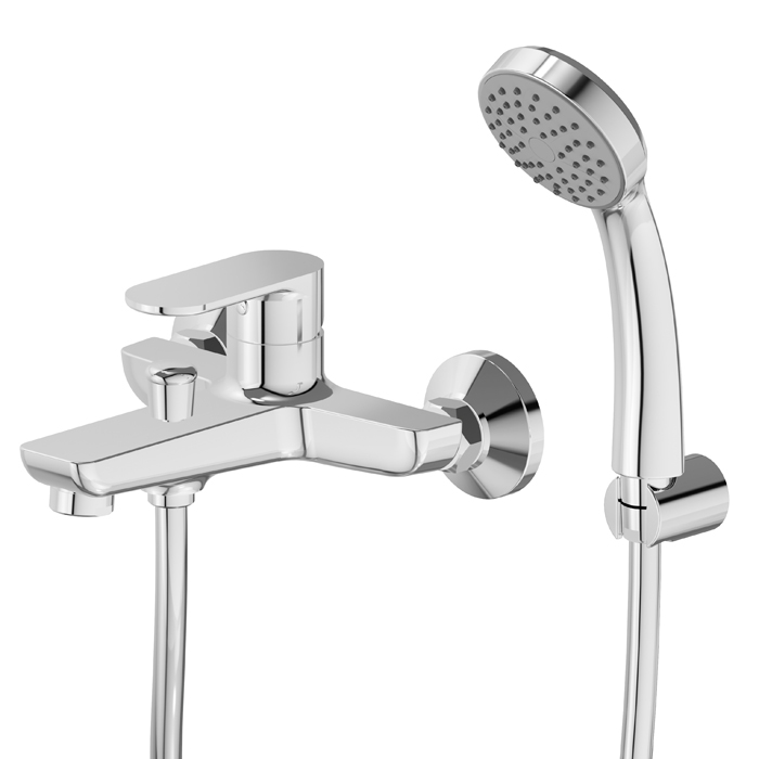 Newform Extro Смеситель для ванны, с изливом и ручным душем, с авто переключателем, цвет: хром
