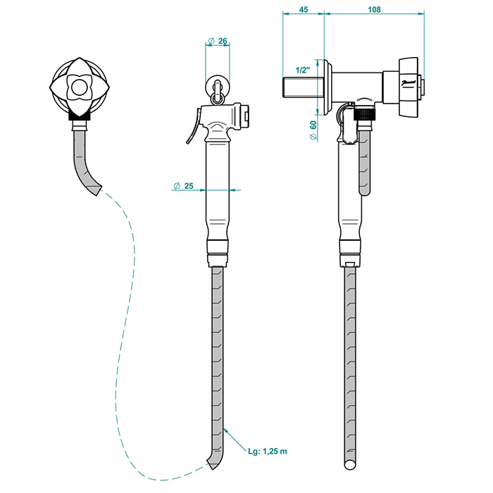 THG Petale de Cristal noir Гигиенический душ, цвет: золото/черный хрусталь