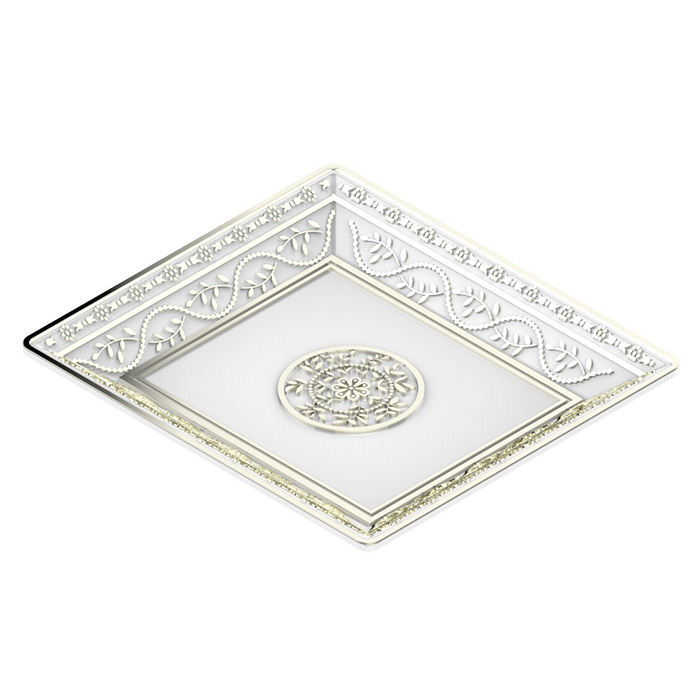 THG MARQUISE BLANC DECOR PLATINE Поднос керамический 122х110 мм., настольный, small size, декор платина, цвет: белый