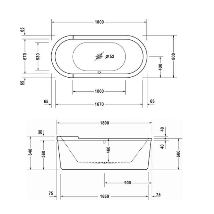 Duravit Ванна Starck 180x80см отдельностоящая с двумя наклонами для спины,  с акриловой  панелью и ножками, цвет: белый