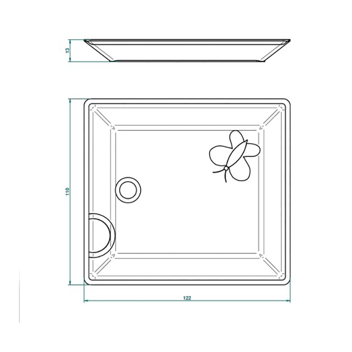 THG CAPUCINE MAUVE DECOR OR Поднос керамический 122х110 мм., настольный, small size, декор золото/лиловый, цвет: белый