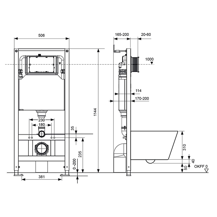 TECEspring Base Комплект: унитаз модель S, инсталяция, панель смыва LT с круглыми кнопками, цвет: белый / хром глянцевый