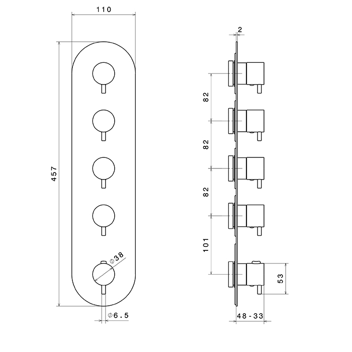 Newform X-Way Смеситель для душа, встраиваемый, термостатический, 4 потока, внешняя часть, цвет: copper satin