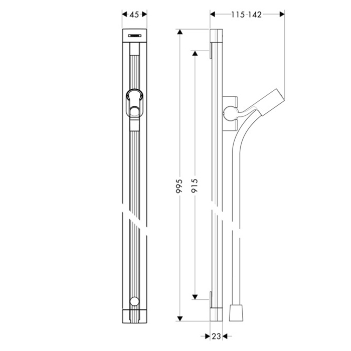 Hansgrohe Raindance Unica'S Настенная штанга 99,5см., цвет: хром