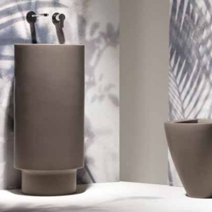 Simas PO-MO Раковина напольная 40xh85см., слив в пол, без отв., без перелива, цвет: moka matt