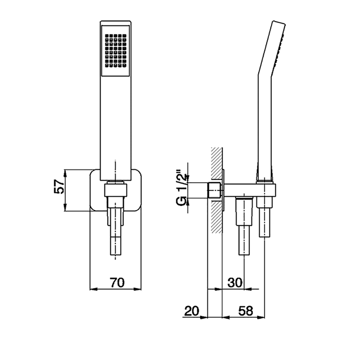 Cisal Shower Душевой гарнитур: ручная лейка, шланг 150см, вывод с держателем, цвет: Nichel Spazzolato