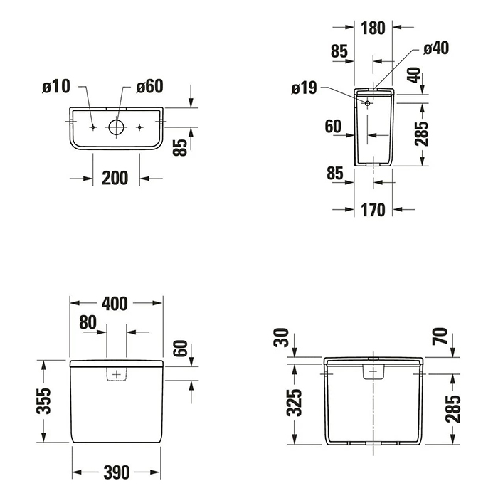 Duravit Qatego Бачок для унитаза, 6/3 л., подкл. воды справа/слева, цвет: белый