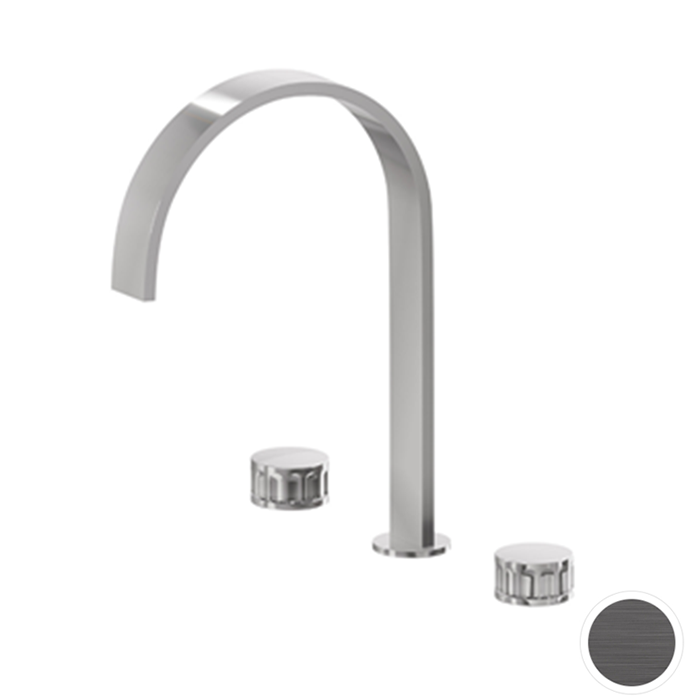 Newform Ionika Смеситель для раковины, на 3 отв, излив: 23.5см., цвет: PVD brushed stainless Stell