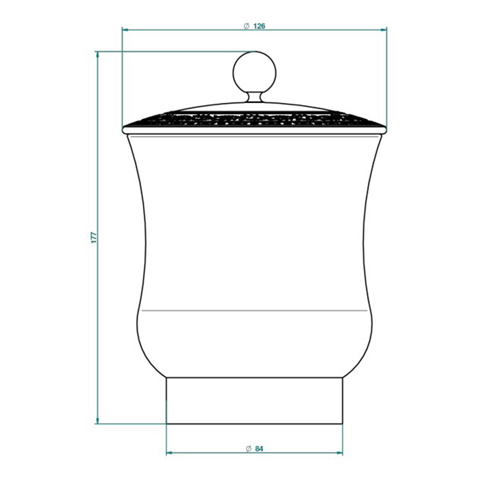 THG MARQUISE BLANC DECOR PLATINE Китайская лакированная коробка с белой керамической крышкой Ø126 мм., middle size, декор платина, цвет: серебро