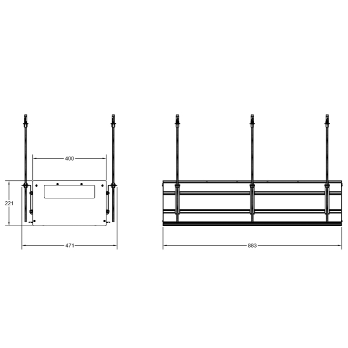 Gessi Binario Профиль линейный 880 мм, для 4 модулей, установка Shift-Fix, цвет: Black XL